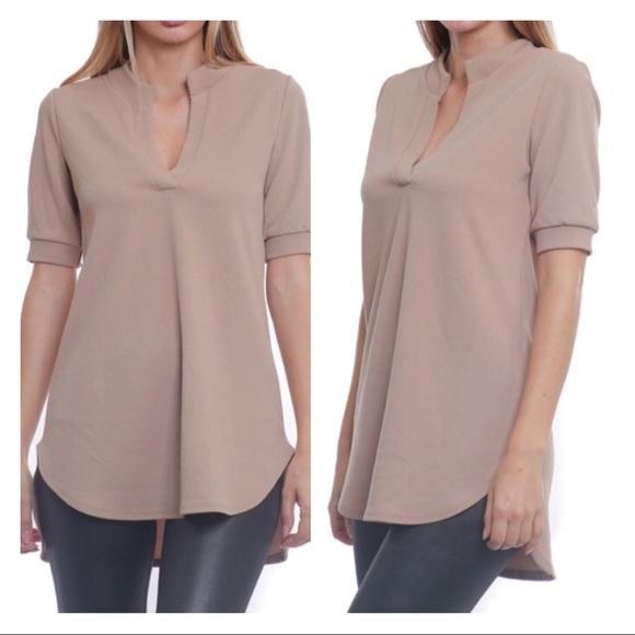 Tops - HOT SALES ❗️TAN SHORT SLEEVE TUNIC TOP